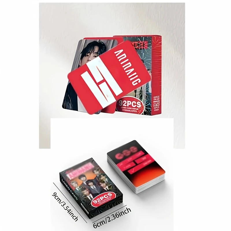 92PCSHandsome Boy Group's New Album with a Suit Stage Theme LOMO Card set includes 60 A collection of small cards + 32 Stickers