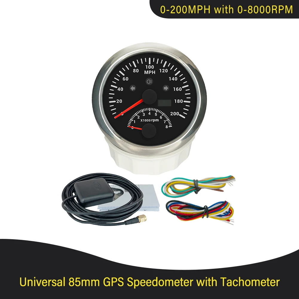 

Новейший GPS-спидометр 85 мм (0-120 миль/ч, 0-200 миль/ч) с тахометром (0-8000 об/мин) и красной подсветкой для автомобилей, яхт, лодок, 12В/24В
