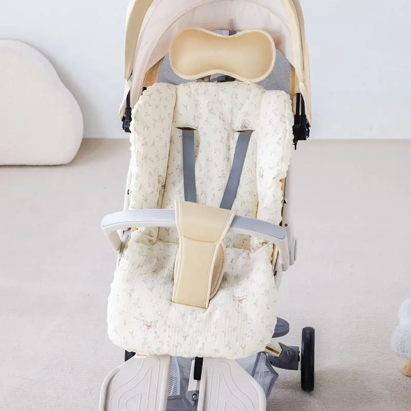 Плюшевая флисовая подушка для сиденья коляски в горошек, подушка для стульчика, теплый коврик для детской коляски, нескользящий универсальный аксессуар для коляски