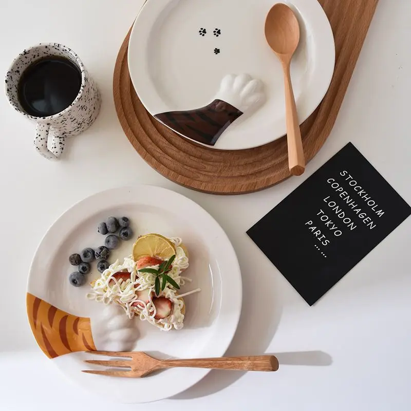 

High Beauty Cat Claw Ceramic Plate,Creative Food Plate for Children To Eat,Tableware Dim Sum Plate, Dinner Set Plates and Dishes