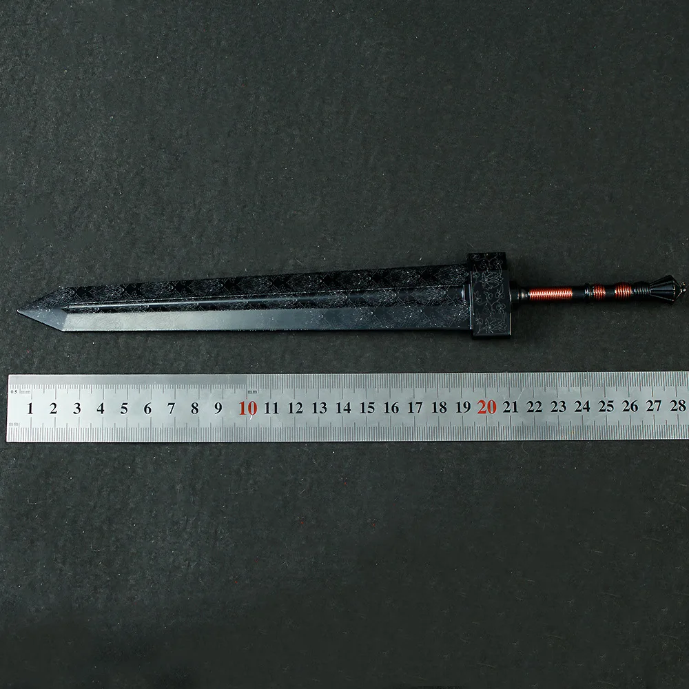 28cm/11.02in Eldenn Jogo Periférico Damasco Padrão de Aço Espada Gigante Arma de Metal Modelo Royal Samurai Kinfe Melee Brinquedos Artesanato