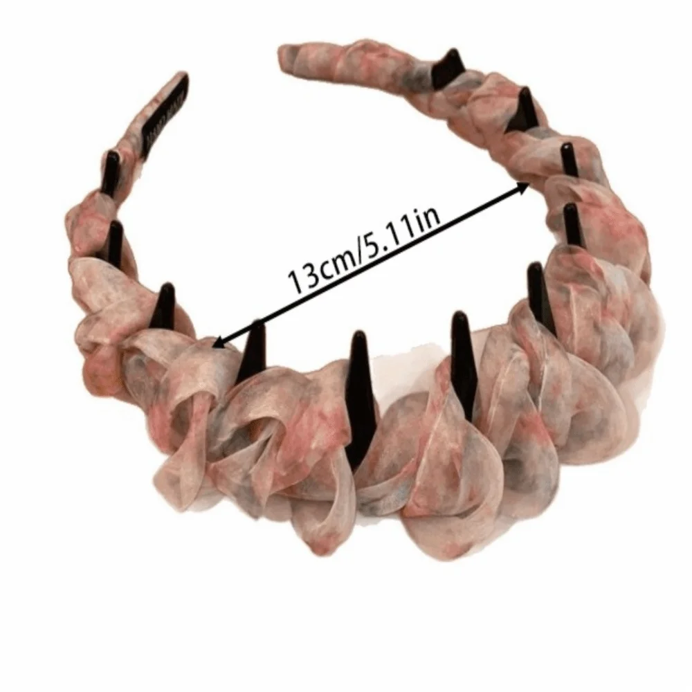 أنيقة الدانتيل شبكة هيرباند مطوي عدم الانزلاق مشط الشعر U شكل مسننة عالية الجمجمة عقال إكسسوارات الشعر