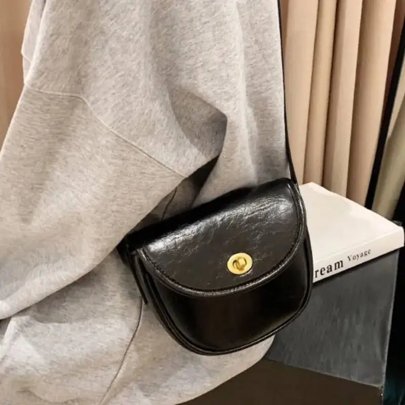 Bloom Vintage Brown Mini Women Retro Pu Leather Saddle Messenger Bag Purse Ladies Haruku Casual Crossbody Bags Aesthetic