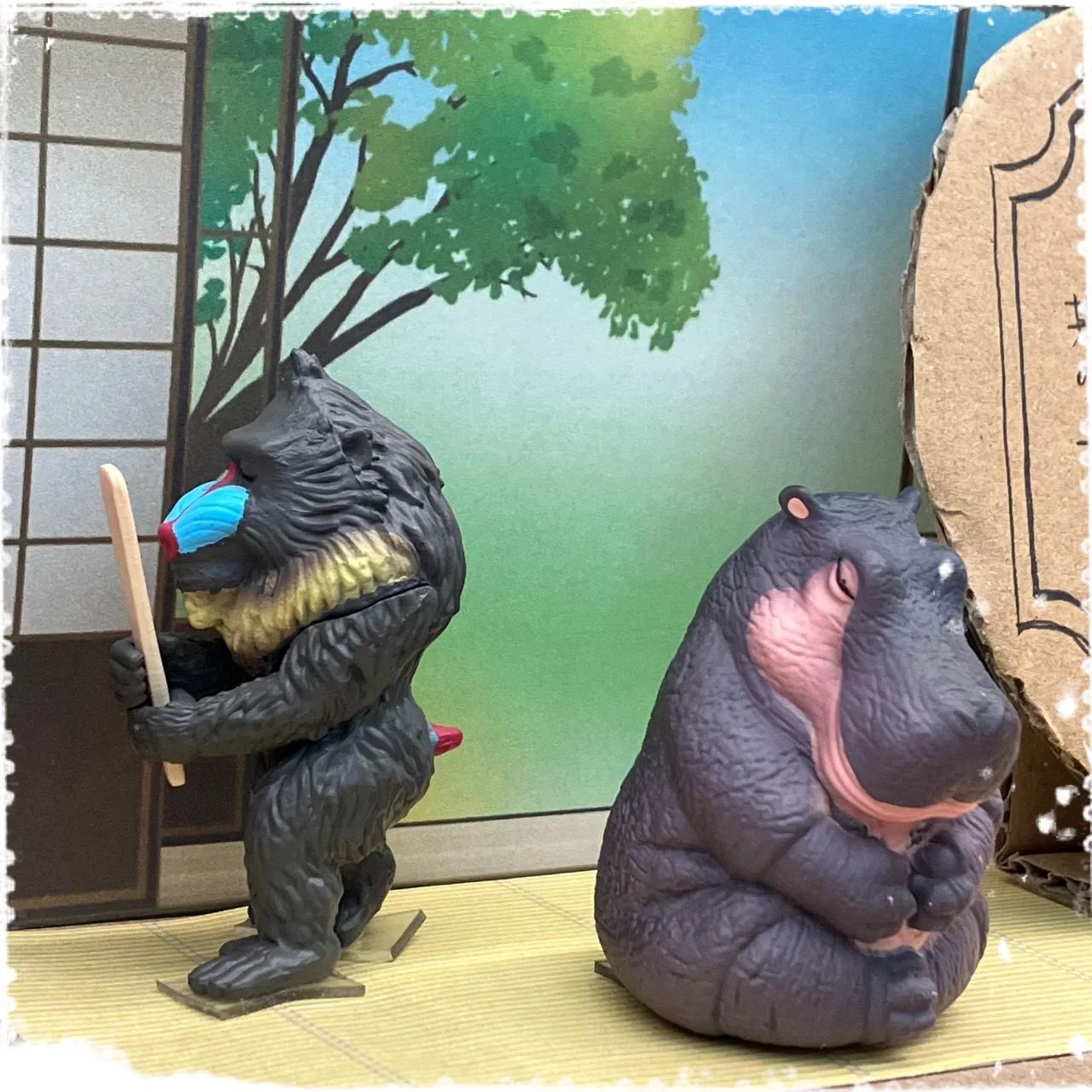 YELL capsule toys ZAZEN Part.2 kawaii Hippo poodle Octopus Long-tailed tit Mandrill monkey siting eyes closed meditation figures
