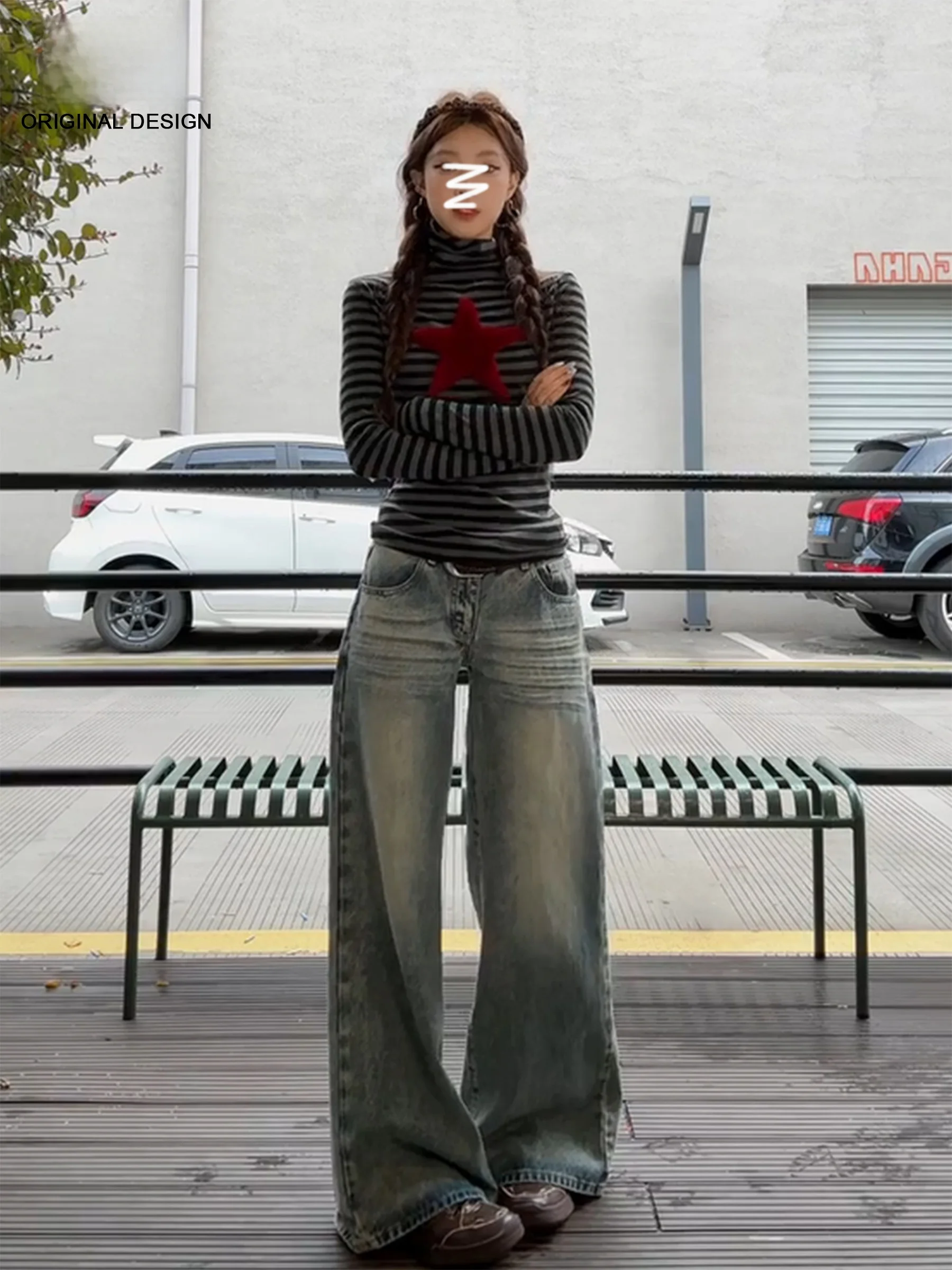 

Ретро джинсы-клеш с низкой посадкой, женские, свободные, широкие, повседневные, из хлопкового денима, весна-лето, модный тренд