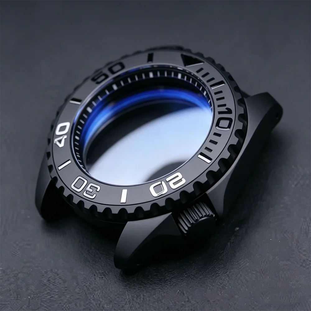 42mm SKX007 Watch Case Matte Black Steel Waterproof Sapphire Crystal For NH35 NH36 Movement 28.5mm Dial Watch Mod