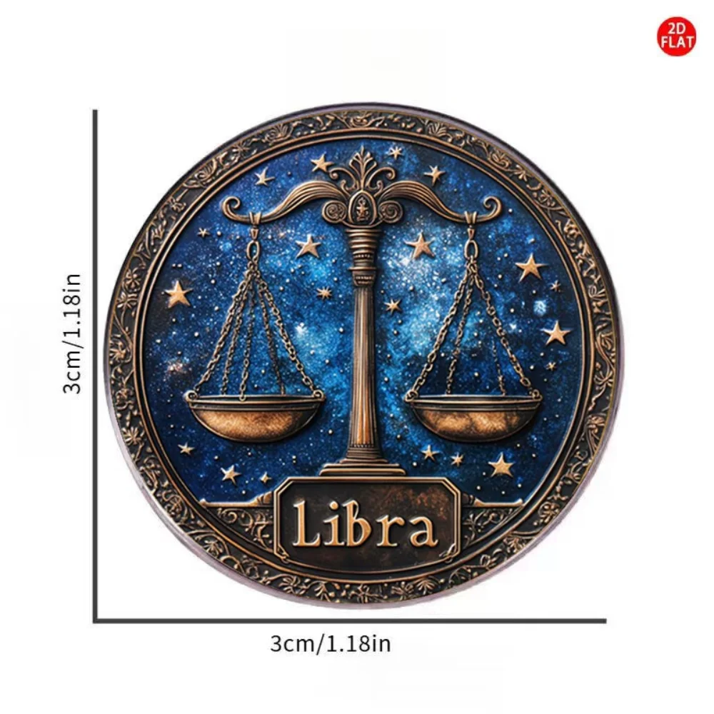 Starry Night Libra Brooch Starry Sky Twelve Constellations Stainless Steel Flat Badge Constellation Themed Glass Texture Pin