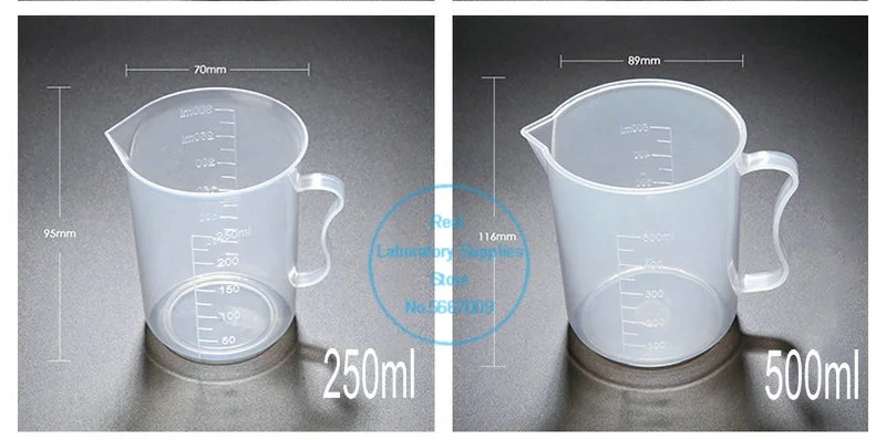 1pcs Lab Transparent Thicken Graduated Lab Plastic Measuring Cup 250ml-5000ml PP Beaker with Handle