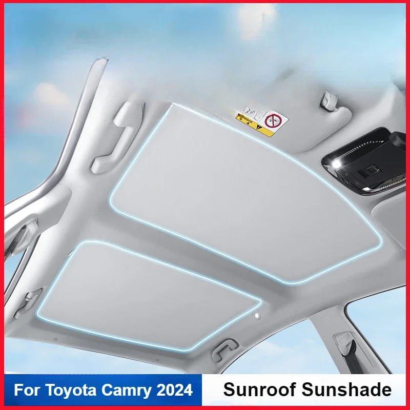 

For Toyota Camry 2024 2025 Sunroof Sun Shades Ice Cloth Anti-UV Heat Insulation Front Rear Roof Glass Sunshade Cover Accessories
