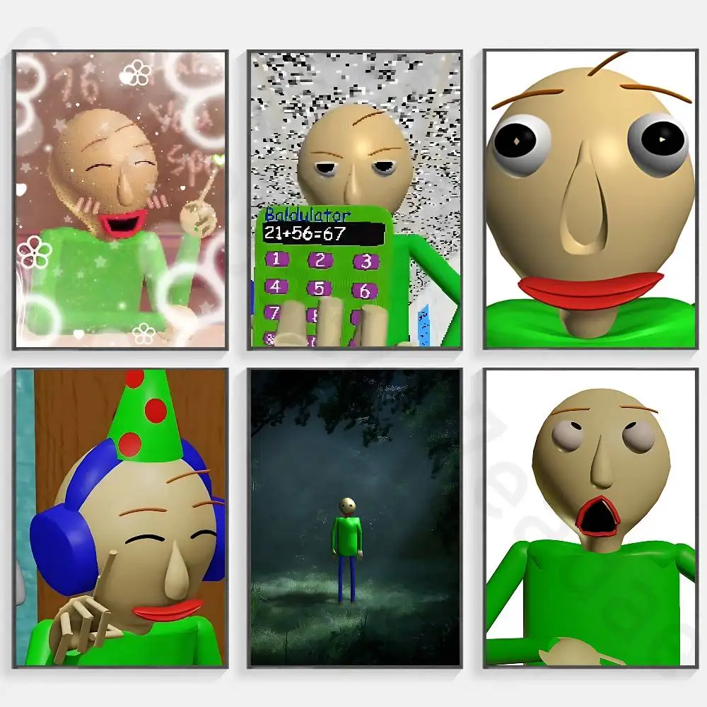 Game Character Baldi's Basics Poster Fancy Poster Wall Sticker for Living Room Bar Vintage Decorative Painting