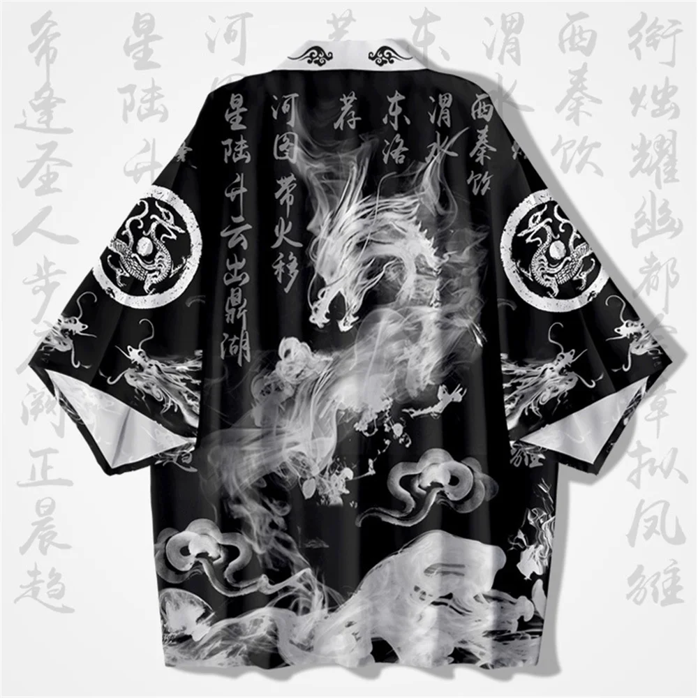 

Traditional Kimono for Men and Women, Samurai Streetwear, Chinese Dragon Anime Print, Yukata Cardigan, Cosplay Haori, Summer Clo