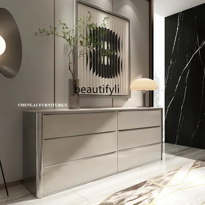 

FF Italian minimalist solid wood six-bucket cabinet light luxury rock slab mystery cabinet multi-functional lockerAA