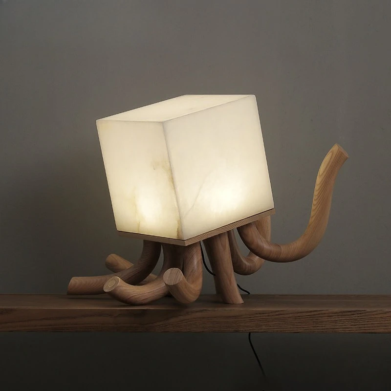 Artistic living room, study room, decorative bedroom, children's room, creative desk lamp, carved wooden lamp, lighting fixture