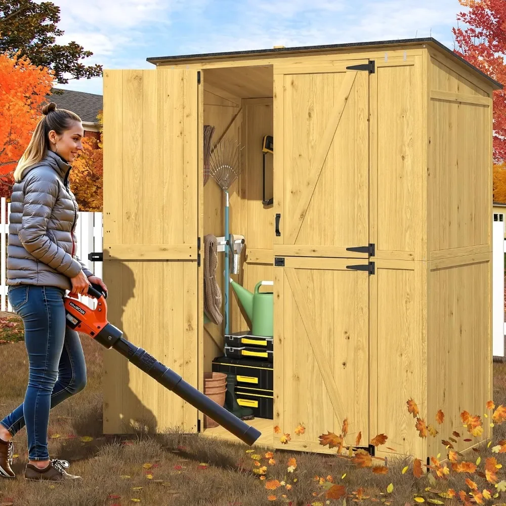 

Outdoor Storage Shed, Outdoors Storage Cabinet Waterproof, Storages Sheds Outdoor with Floor, Solid Wood Tool Storage Cabinet