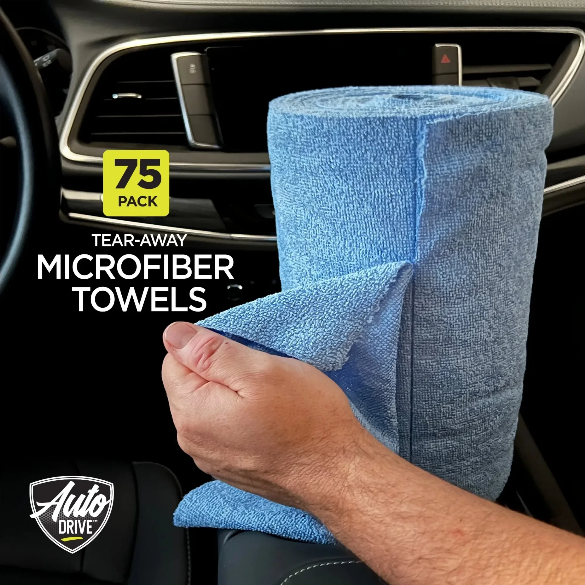 Auto Drive Tear Away Multi-Purpose Microfiber Towel Roll, 75 Pack