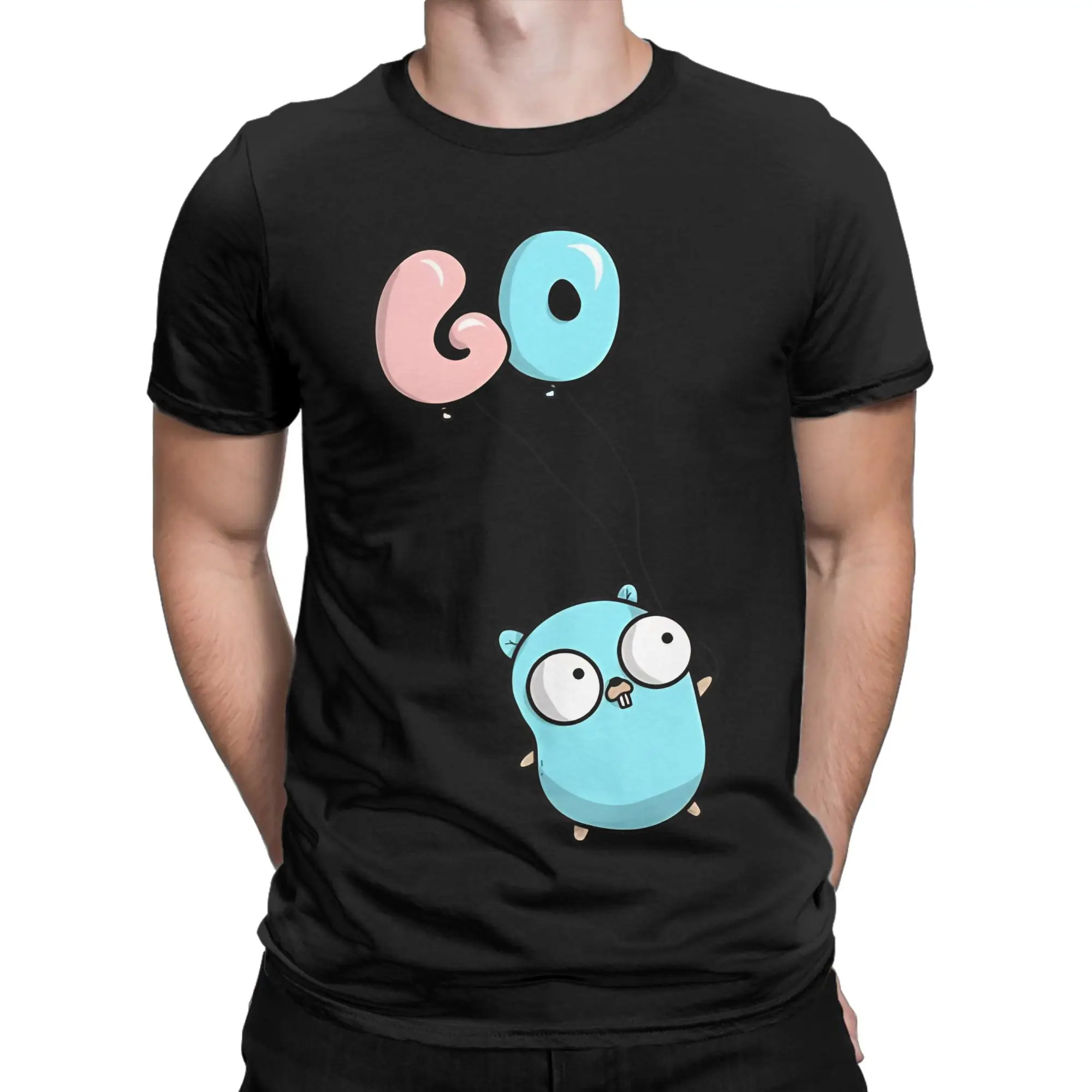 golang gopher Funny 100% Cotton T-Shirt gopher Tops Tees For Men