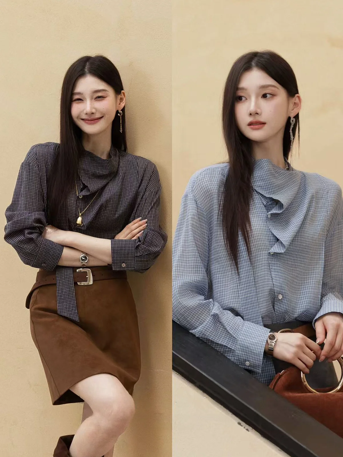 

Легкий хлопковый шарф в клетку OS7 для женщин: дышащий, тонкий материал, длинный рукав, для повседневной носки и поездок на работу