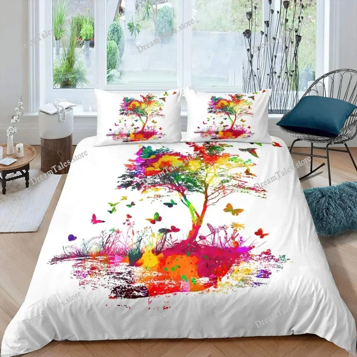 Duvet Cover Set Tree of Life Polyester Comforter Cover King Queen Full Size for Kids Boys Girls Bedding Set with Comforter Cover