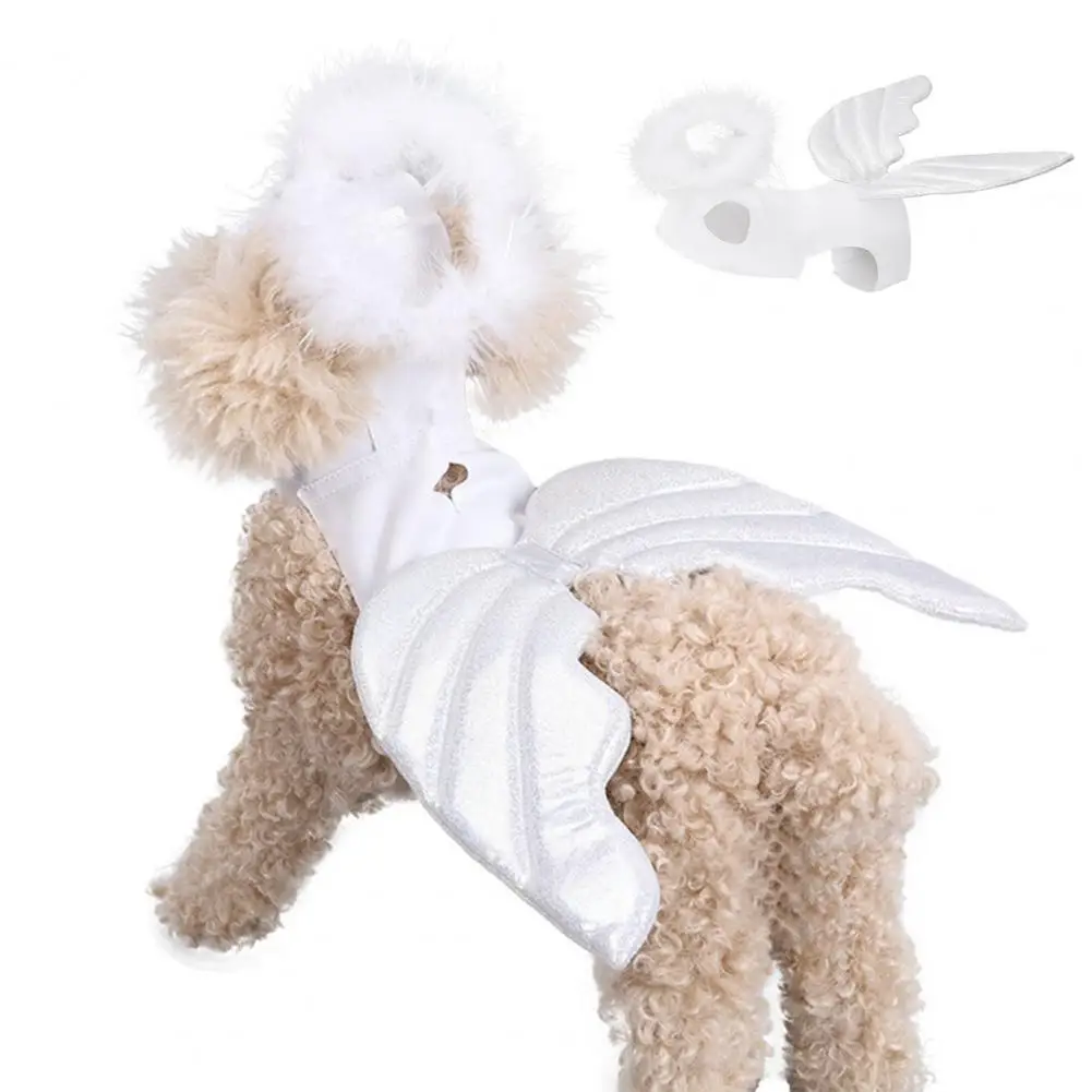 Pet Clothing with Intricate Details Angel Wings Pet Costume for Halloween Christmas Parties Cute Dog Cat Dress Up for Dogs