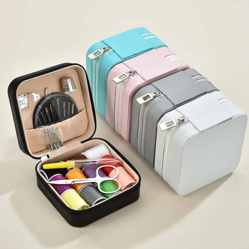 Zippered Sewing Kit 56-Piece Set, Portable Household Leather Grain Bag, Multi-functional Repair Tools for Clothes