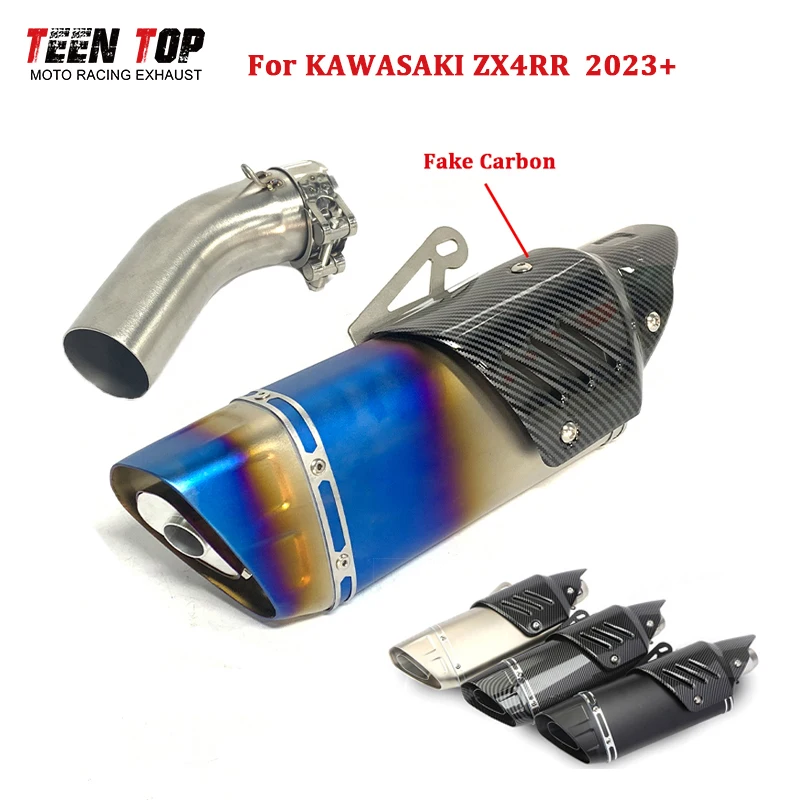 ZX4-RR Motorcycle Slip-on Exhaust For Kawasaki ZX4RR Exhaust Pipe 2023+ 450mm Exhaust Muffler 51mm Escape Moto Middle Link Pipe