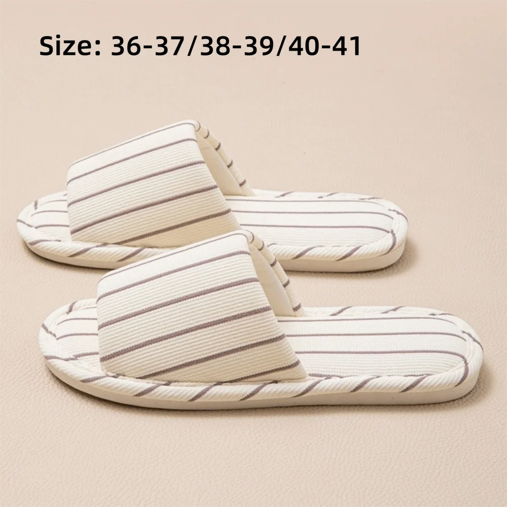 1 Pair Lightweight Non Slip Indoor Slippers Soft Sole Linen Like House Slides Cushioned Open Toe Slip on Slippers Indoor Walking view 6