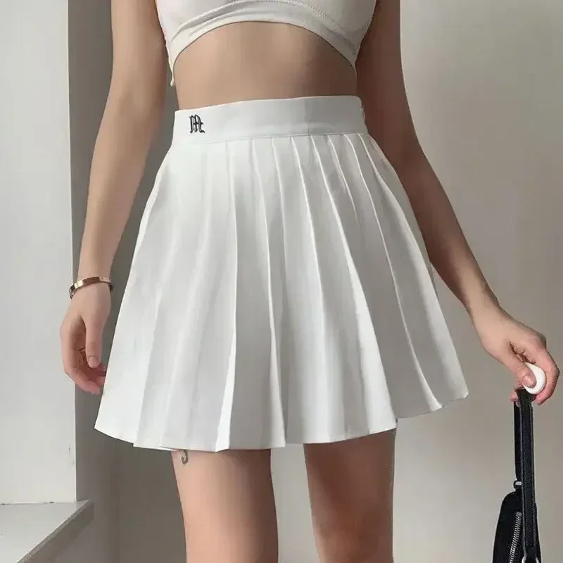 

Pleated Skirt with Shorts Woman Elastic Waist Mini Skirts Sexy Mircro Summer Embroidery Mini Tennis Skirt New Preppy Y2k