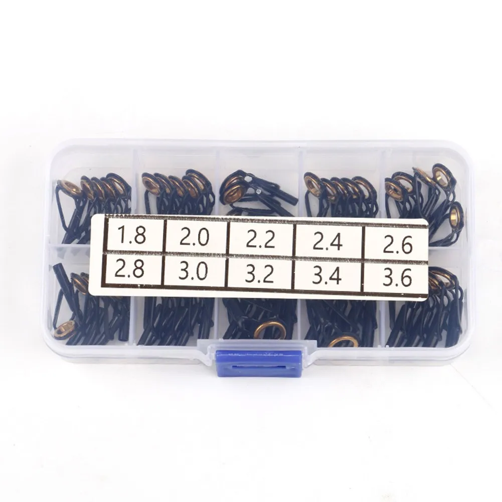 Optimize Your Fishing Performance with Ceramic Fishing Rod Guides Tips Top Eye Rings Line Repair Kit, 50pcs, 10 Sizes Set