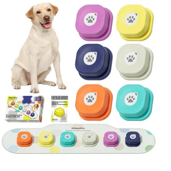 Mewoofun Voice Recording Button Pet Toys Dog Buttons for Communication Pet Training Buzzer Recordable Talking Button with Mat 1