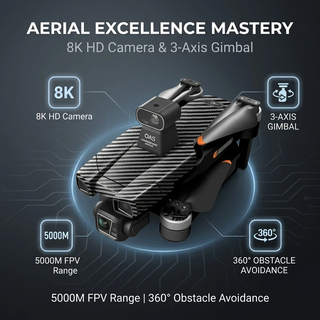 

AE86 PRO MAX Drone,3-Axis Gimbal 8K ESC Dual Camera,Brushless Motor,360°Laser Obstacle Avoidance,5G FPV,Professional Aerial Phot