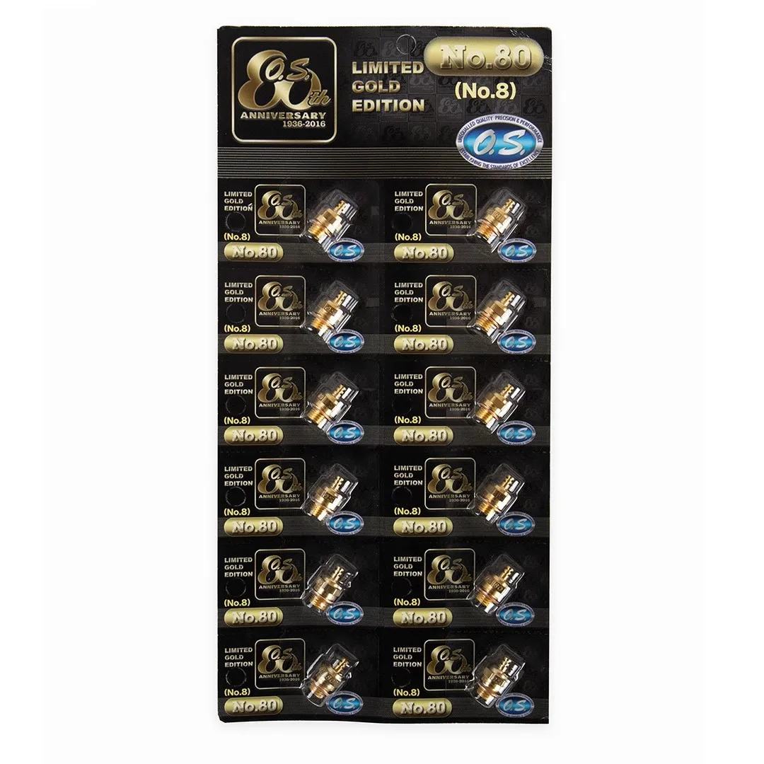 OS8 Heat Head 80th Anniversary Limited Gold Plated Edition, Model Aircraft Standard Fire Head/Spark Plug, Spark Plug