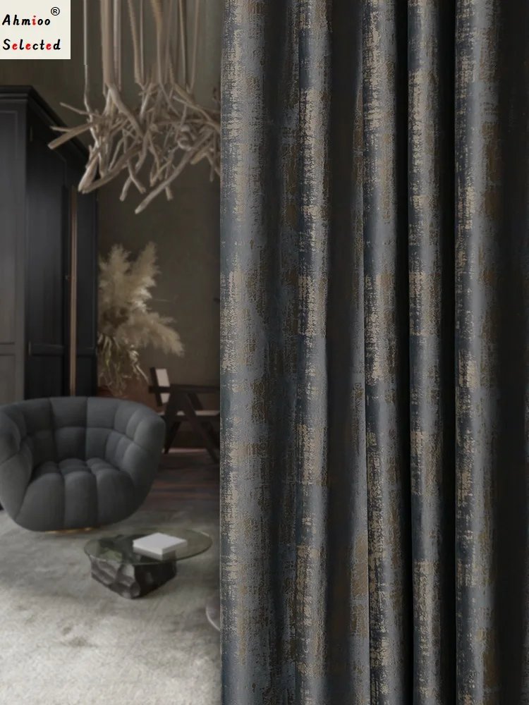 

Gray Velvet Bronzing Blackout Curtains for Living Dining Room Bedroom Light Luxury Simple Modern Thick New High-end Window Drape