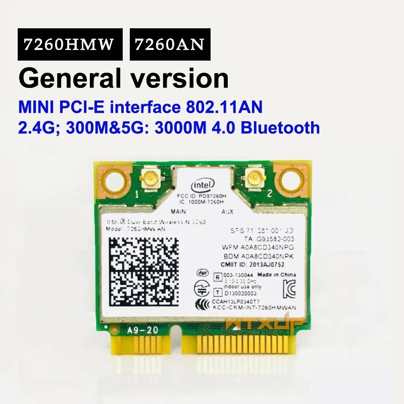 1Pcs Mini PCI-E Dual-Band 2.4G/5Ghz Wireless Network Card AC 7260 7260HMW Bluetooth 4.0 802.11a/b/g/n