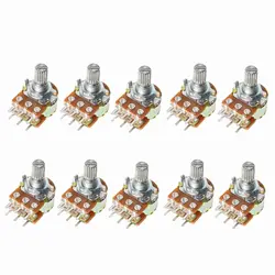 10PCS WH148 15mm 3pin Linear Potentiometer With Nuts And Washers 1K 2K 5K 10K 20K 50K 100K 250K 1M Potentiometers Kit