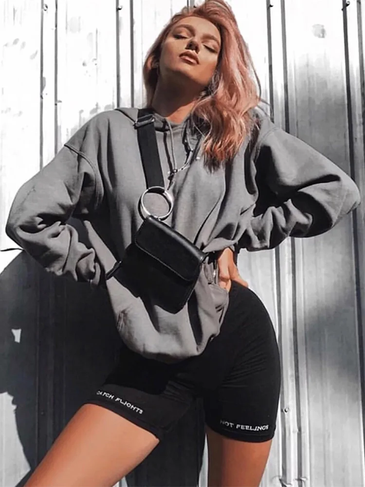 Pantalones cortos de motorista para mujer, shorts ajustados de cintura elástica, informales, coreanos, con letras estampadas, color negro