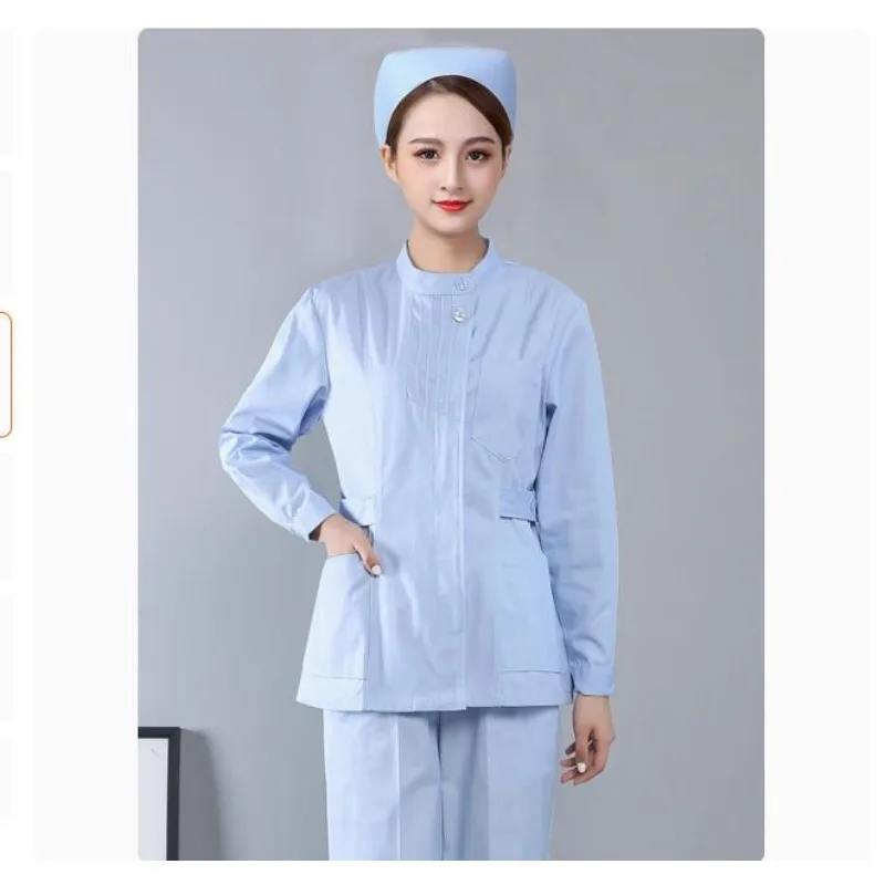 

white Short Scrubs Top Nurse Uniforms Lab Coat Doctor Uniform Women Outwear Medical Clothing Beauty Salon Long Sleeve clothes