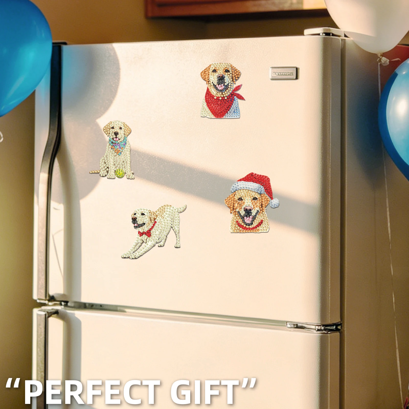 4PCS Acrylic DIY DIY Art Fridge Magnet Refrigerator Sticker Animals Design Crystal Art Craft for Adults Beginners Home Decors