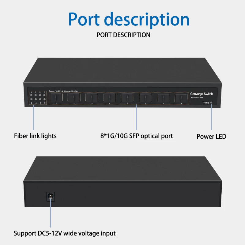 JT-COM 8 * 10G SFP+ Switch Desktop Unmanaged Ethernet Network Switch