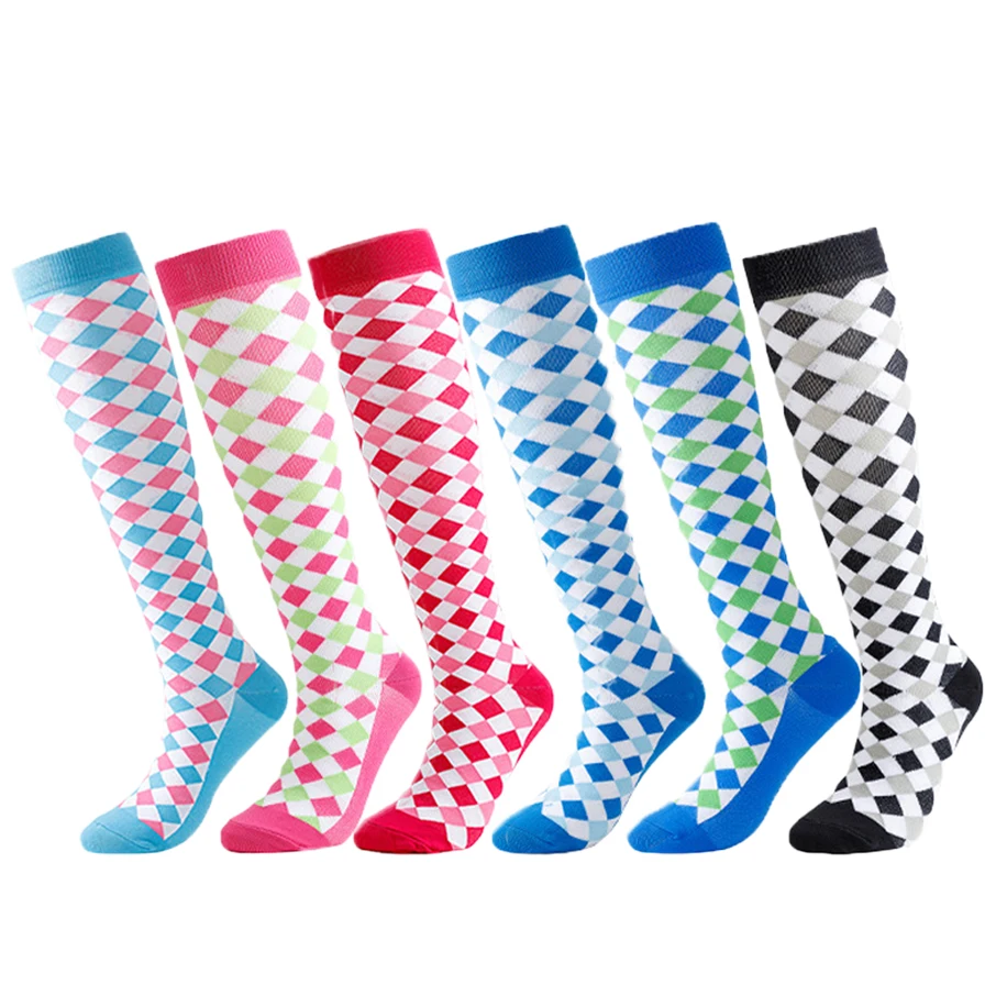 

TANABATA Vintage Compression Socks Women Chess Board Lattice Compression Stockings Nursing Men Athletic Crossfit Sports Socks