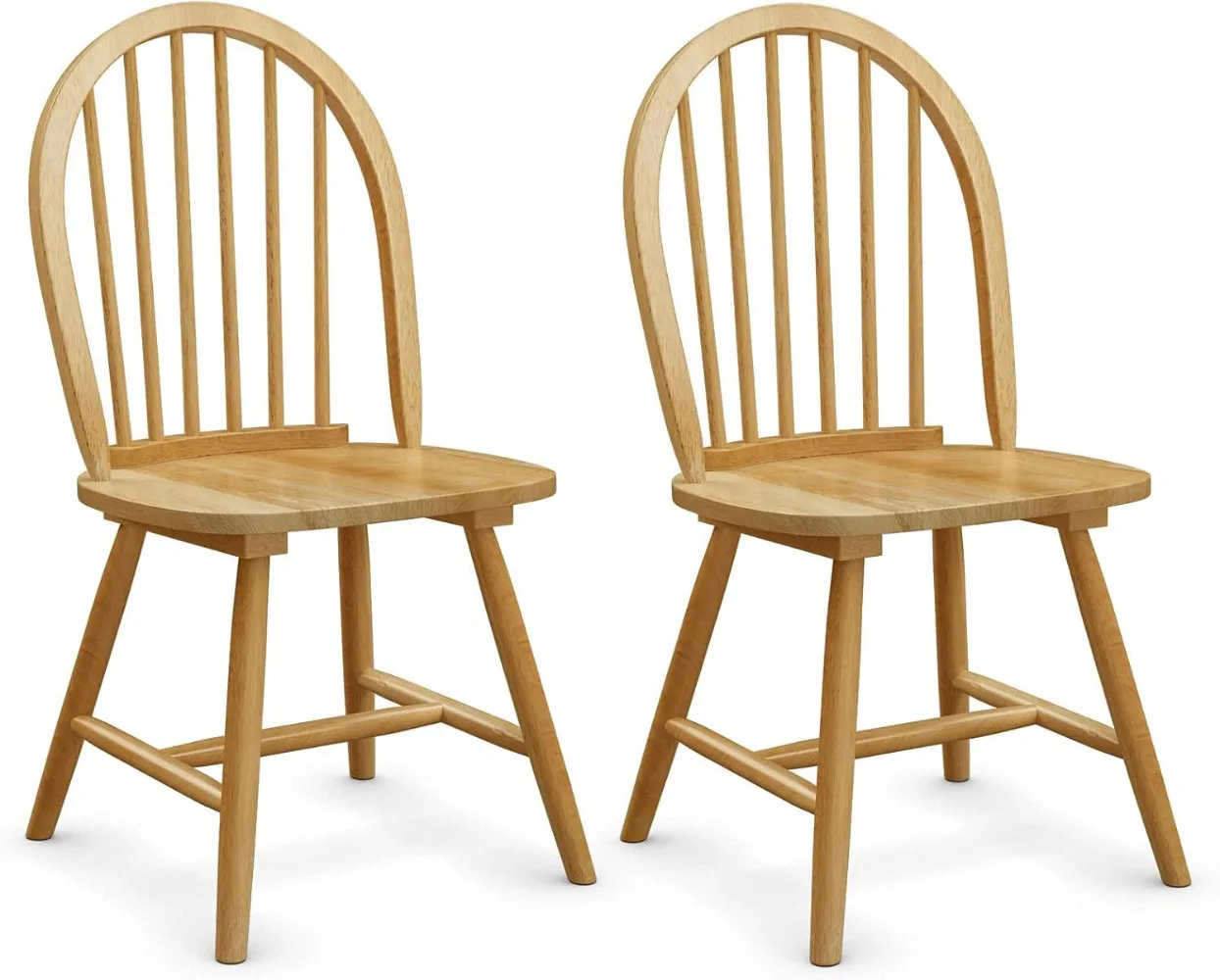 Giantex Wood Dining Chairs Set of 2, Windsor Chairs with Solid Wood Legs, High Spindle Back, H-Shaped Crossbars