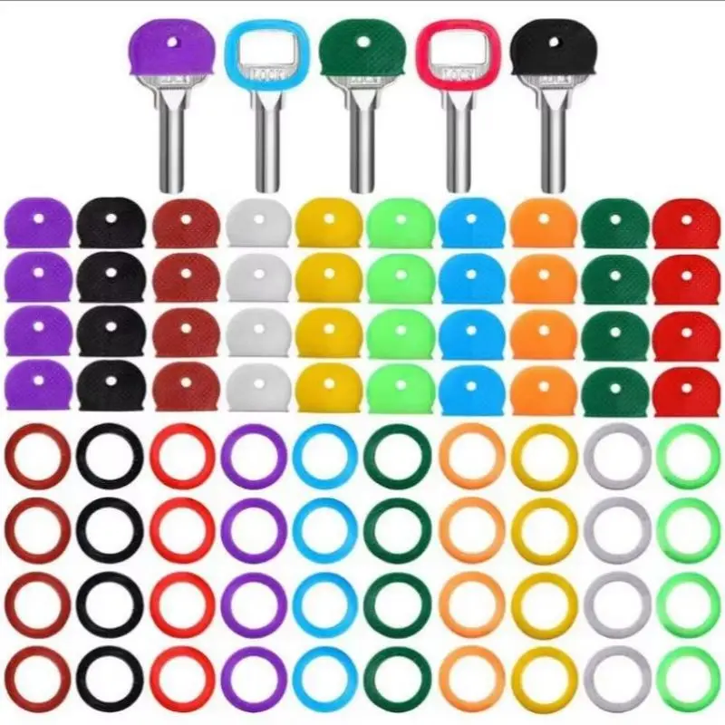 10pcs 20pcs Color Key Sleeve Mixed Color Soft Silicone Elastic Key Ring Marking to Distinguish The Key for DIY Key Pendant