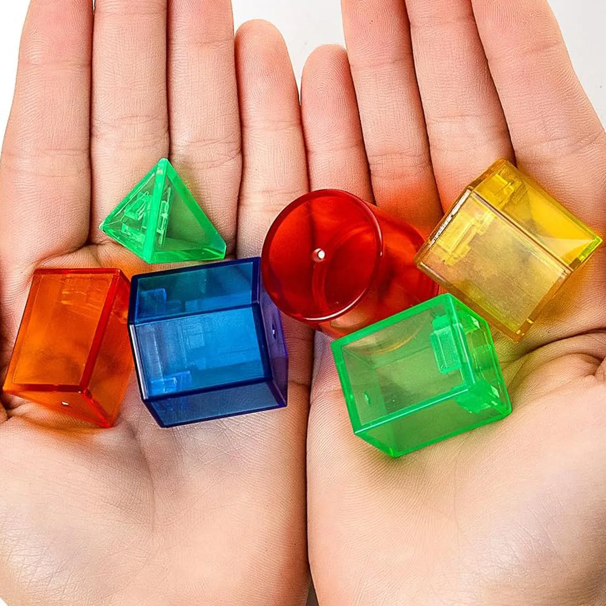 60 PCS 3D Shapes for Teaching, Geometric Solids for Kids, Translucent Toy for Light Table, Math Manipulatives for Classroom