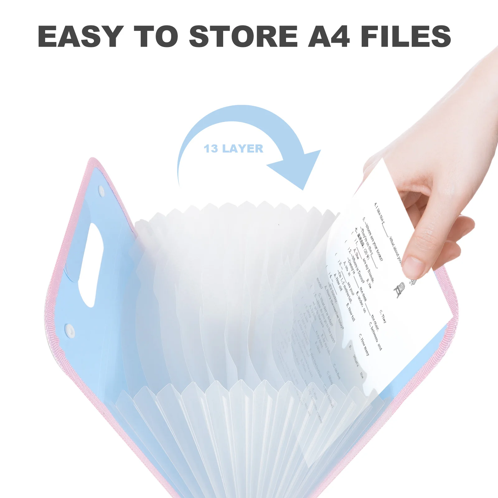 

Portable A4 Blue Accordion File ganizer Storage Folder Waterproof Document Bag 13 Layers for Office Use Lightweight for Papers