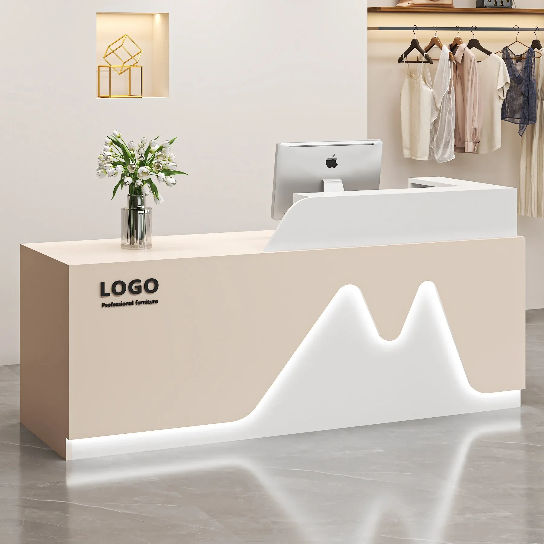 Hallway Cosmetic Reception Desk Business Hall Luxury Infodesk Reception Desk Hairdressing Theke Rezeption Modern Furniture