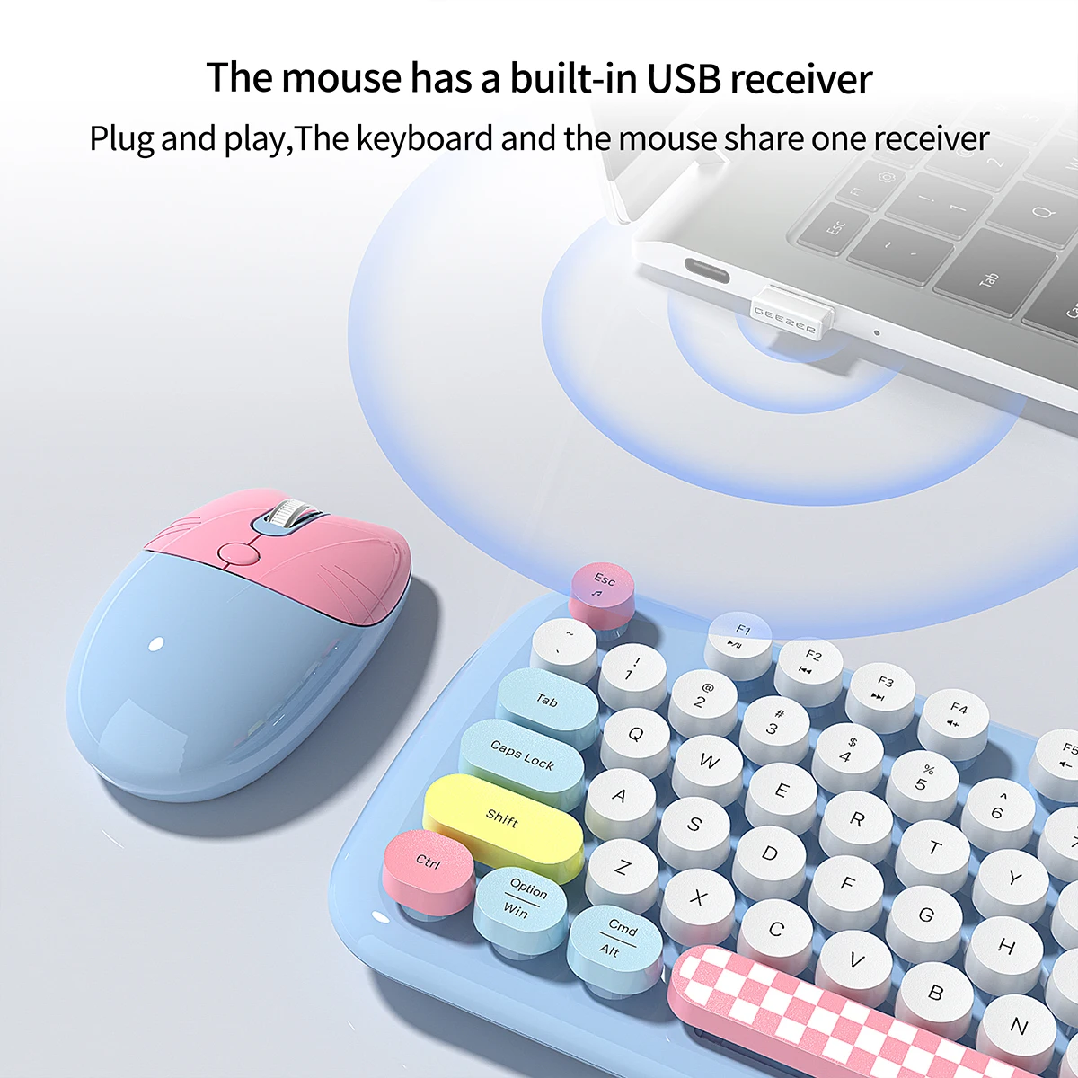 

GEEZER Wireless Connection Minimalist Mixed Color Keycaps Full Size High Aesthetics Silent for Office ZERO Keyboard and Mouse Se