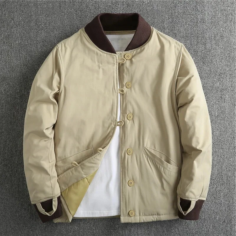 American Style Men's Cotton Jacket Autumn Winter New Arrival Baseball Coat Casual Warm Cotton Clothes Standard Fit