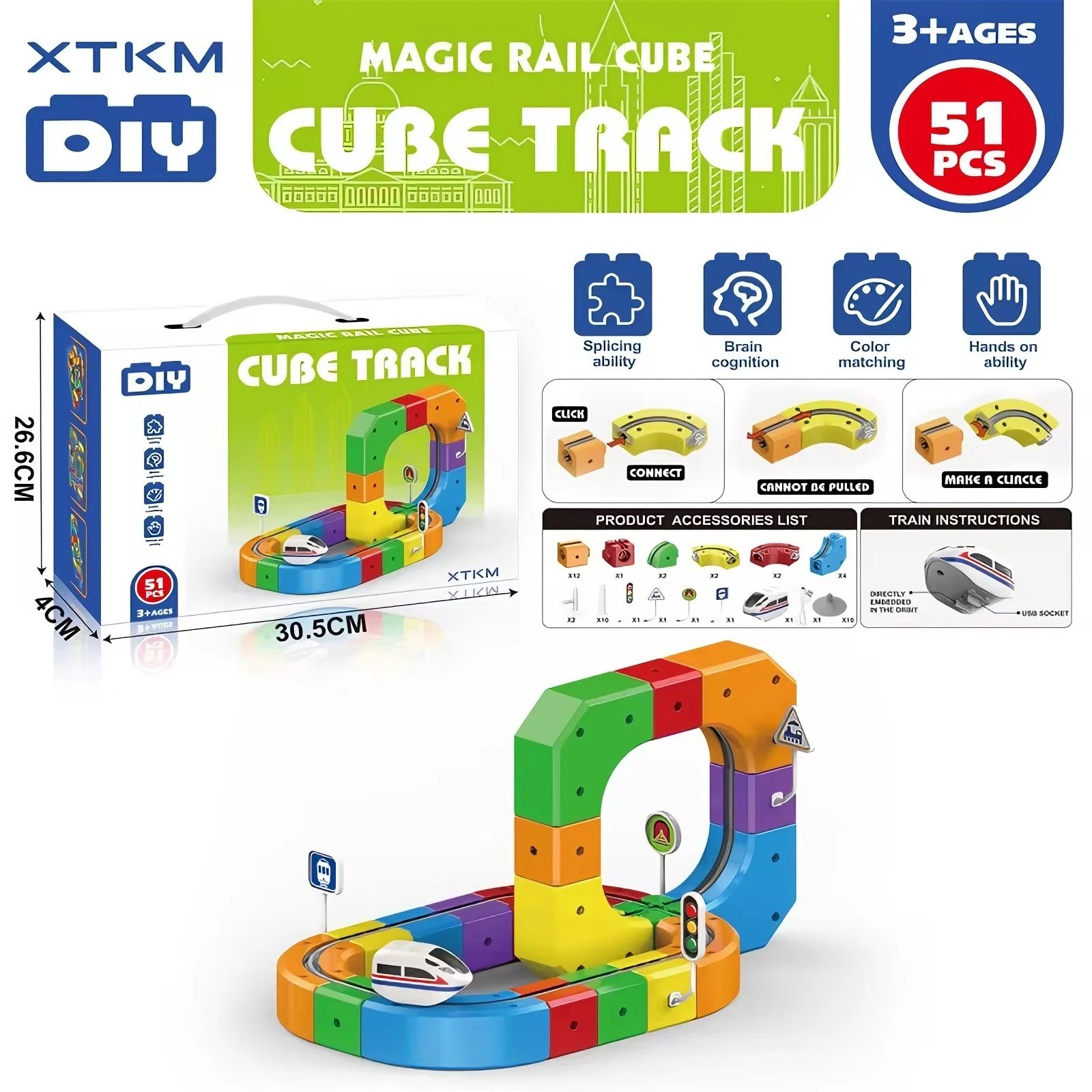 Magiczna kolejka magnetyczna, klocki konstrukcyjne, zestaw do składania pociągu, elektryczna zabawka edukacyjna DIY, idealny prezent urodzinowy dla dzieci.
