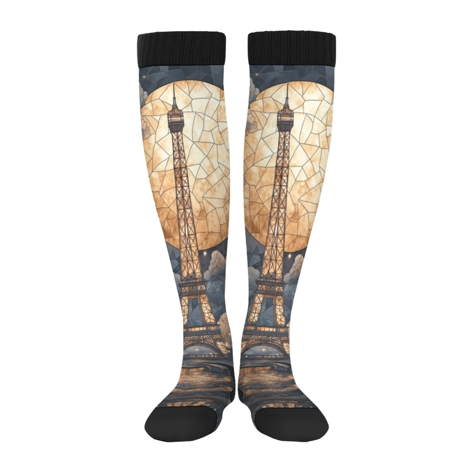 The romantic atmosphere of the Paris night view socks Harajuku style unisex casual compression socks warm fashion stockings