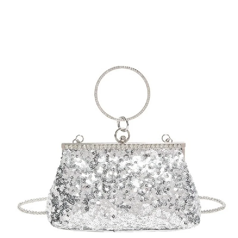 

Bling Evening Clutch Bags For Women's Wedding Party Luxury Shiny Sequin Ladies Phone Silver Handbag Vintage Female Crossbody Bag