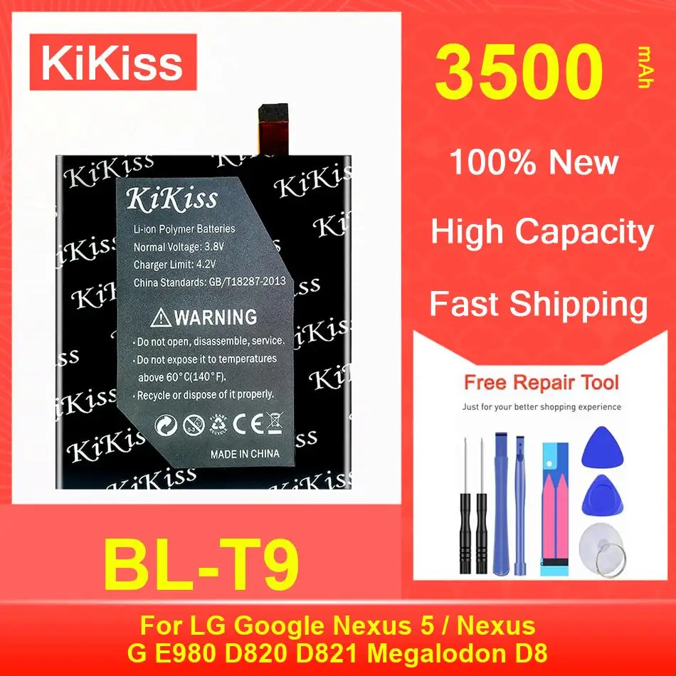 

3500Mah Kikiss Battery BL-T9 For LG Google Nexus 5/Nexus G E980 D820 D821 Megalodon D8